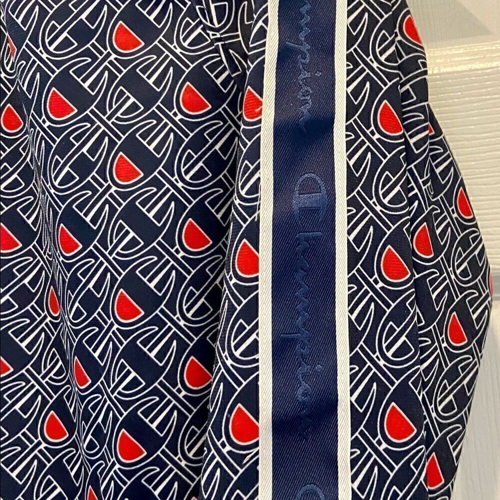 Champion Allover Logo Blue Zip Up Track Jacket Size Medium. Worn On TV Show - Picture 10 of 14